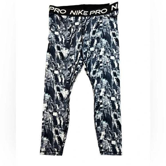 Nike Women’s Pro Dri Fit Training Tights Leggings Black and White Plus Size 2X - Picture 4 of 8